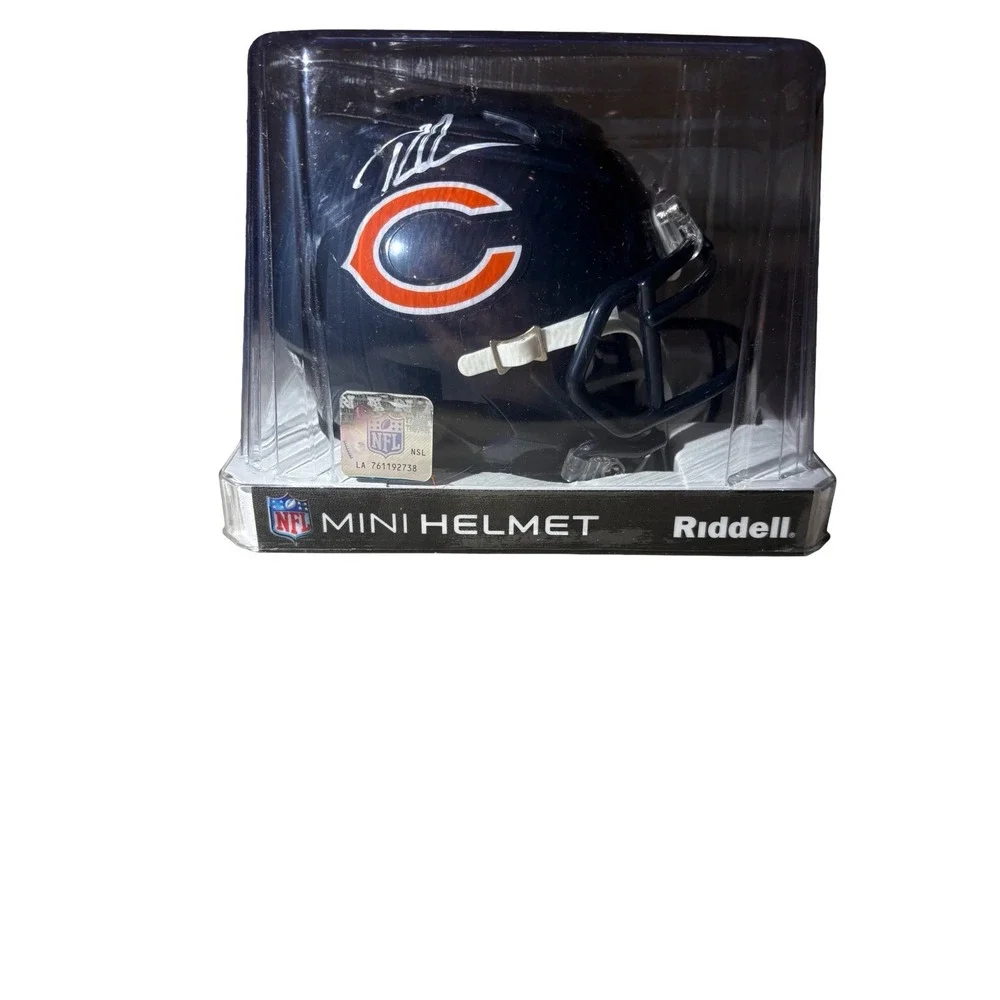 Roschon Johnson Riddell Autographed Bears Mini Helmet Becket Certified
